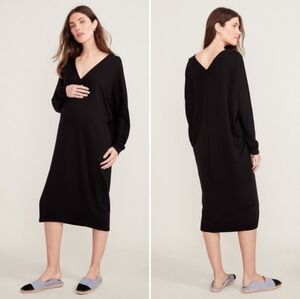 HATCH Maternity The Visitor Black Dress Nursing V Neck Long Sleeve Postpartum